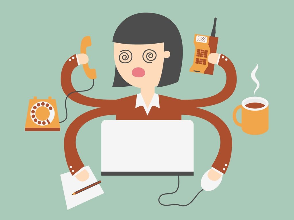 overworked businesswoman